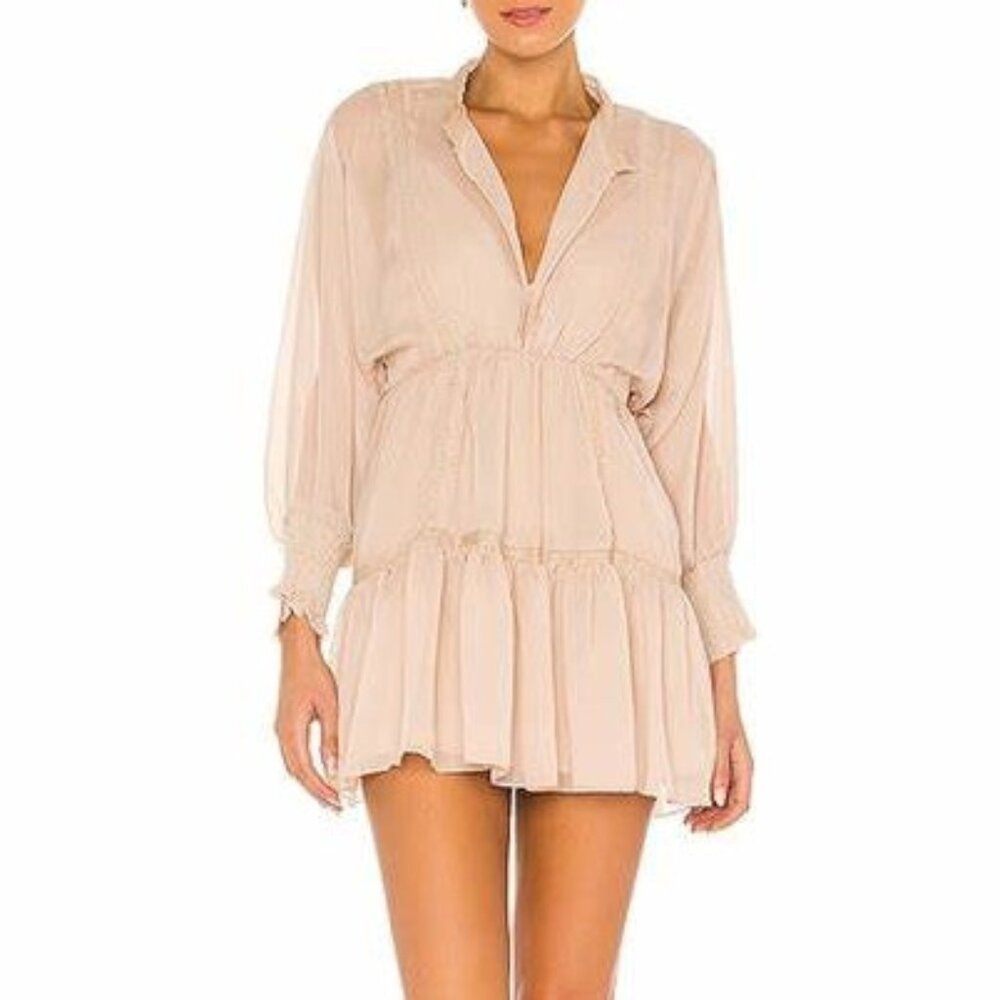 SNDYS Coco Mini Dress Size Small (US 4) Sand Sheer Dress